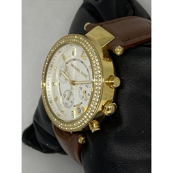 Michael Kors MK6119 Women's Brown Leather Analog White Dial Quartz Watch XX463 - Picture 4 of 12